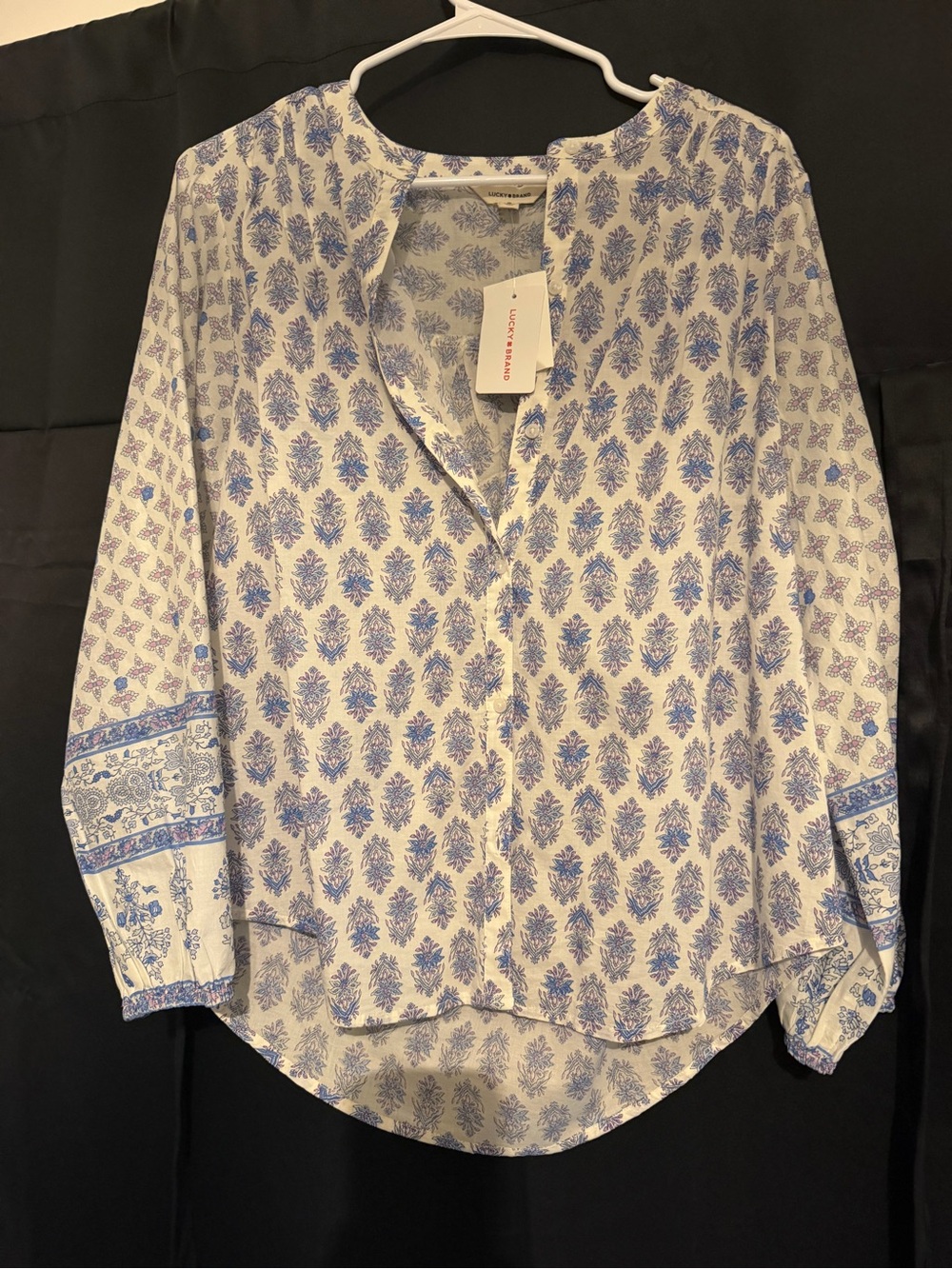 Lucky Brand Blue Floral Button-Up Blouse